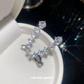 Silver Tone Curved Crystal Ear Cuffs for Left or Right Ear view 2