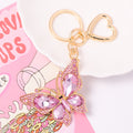 Gold Rhinestone Butterfly Heart Clasp Metal Keychain view 12