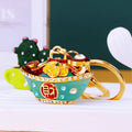 Jeweled Fortune Ingot Bowl Keychains in Four Colors with Braided Loops view 8