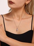 Large Rectangle Zircon Pendant Necklaces Gold Steel Red White view 7