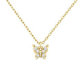 CZ Butterfly Pendant Necklace Gold Silver Two Tones view 5