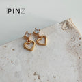 Mini Open Heart CZ Stud Drop Earrings Gold Silver Tones view 6