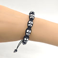 Black Plastic Skull Bead Woven Adjustable Prayer Bracelet view 4