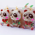 Rhinestone Panda Keychain With Bamboo And Lobster Clasp view 9