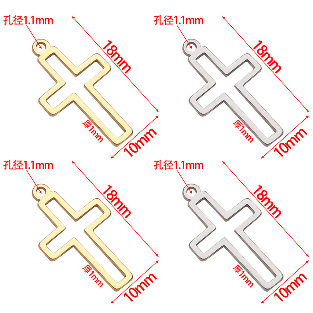 Stainless Steel Hollow Cross Charm Pendant for DIY Necklace Bracelet Keychain