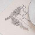 Silver Feather Leaf Cascade Extra Long Stud Earrings view 3
