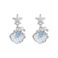 Silver Starfish Shell Glass Crystal Drop Earrings Pair view 5
