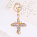 Rhinestone Airplane Keychain Gold Tone Metal Plane Charm view 6