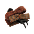 Black Base Dual Wool Tweed Bow Duckbill Hair Claw Clips view 5