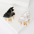 Miniature Grand Piano Brooch in Black or White Enamel view 1