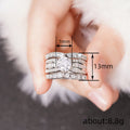 Round Solitaire Baguette Multi-Row Wide Ring Silver Tone view 4