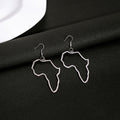Africa Map Outline Long Hook Earrings in Gold and Silver view 4