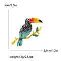 Toucan Brooch on Branch with Enamel Beak in Two Body Colors view 4