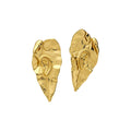 Crinkled Leaf Stud Earrings in Gold and Silver Tones view 5