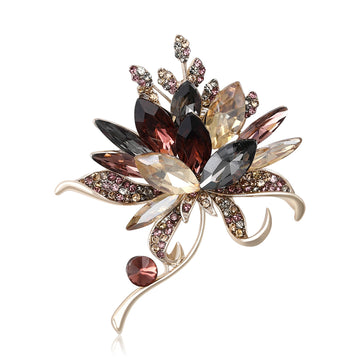 Crystal Flower Bouquet Brooch Marquise Petals Three Styles