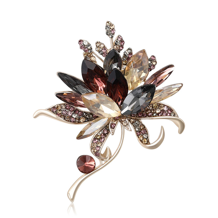 Crystal Flower Bouquet Brooch Marquise Petals Three Styles