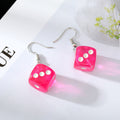 Silver Tone Translucent Resin Dice Hook Earrings in Nine Colors view 12