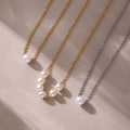 Stainless Steel Imitation Pearl Chain Necklaces Gold Steel view 2