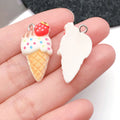 Simulation Resin Strawberry Ice Cream Cone Charm Pendant for DIY Necklace Bracelet Keychain