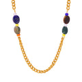 Gold Curb Chain Necklace Multicolor Stone Bead Side Stations view 5