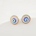 Gold Tone Glass Evil Eye Earrings and Adjustable Ring Options view 2