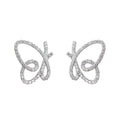 Silver Tone Clear Stone Open Butterfly Stud Earrings For Women view 5