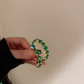 Eight Style Green and Clear Crystal Hoop Statement Earrings view 10