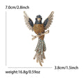 Long-Tailed Bird Brooch In Metal With Spread Wings, A Crystal Body, And A Long Feathered view 9