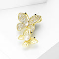 Double Butterfly Brooch with Crystals and Pearl Accent view 3