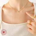 Single Zircon Bezel Pendant Necklace Gold Steel Cable Chain view 3