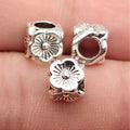 8.2x8x8mm 1.7g Antique Silver Zinc Alloy Four-Sided Flower Large Hole Beads for Bracelet Jewelry Making