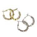 Beaded Metal Hoop Earrings in Gold and Silver With Metal Details view 5