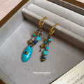 Blue Beaded Pendant Necklace and Matching Drop Earrings view 4