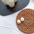 Colorful Resin Fried Egg and Cheese Food Stud Earrings view 3