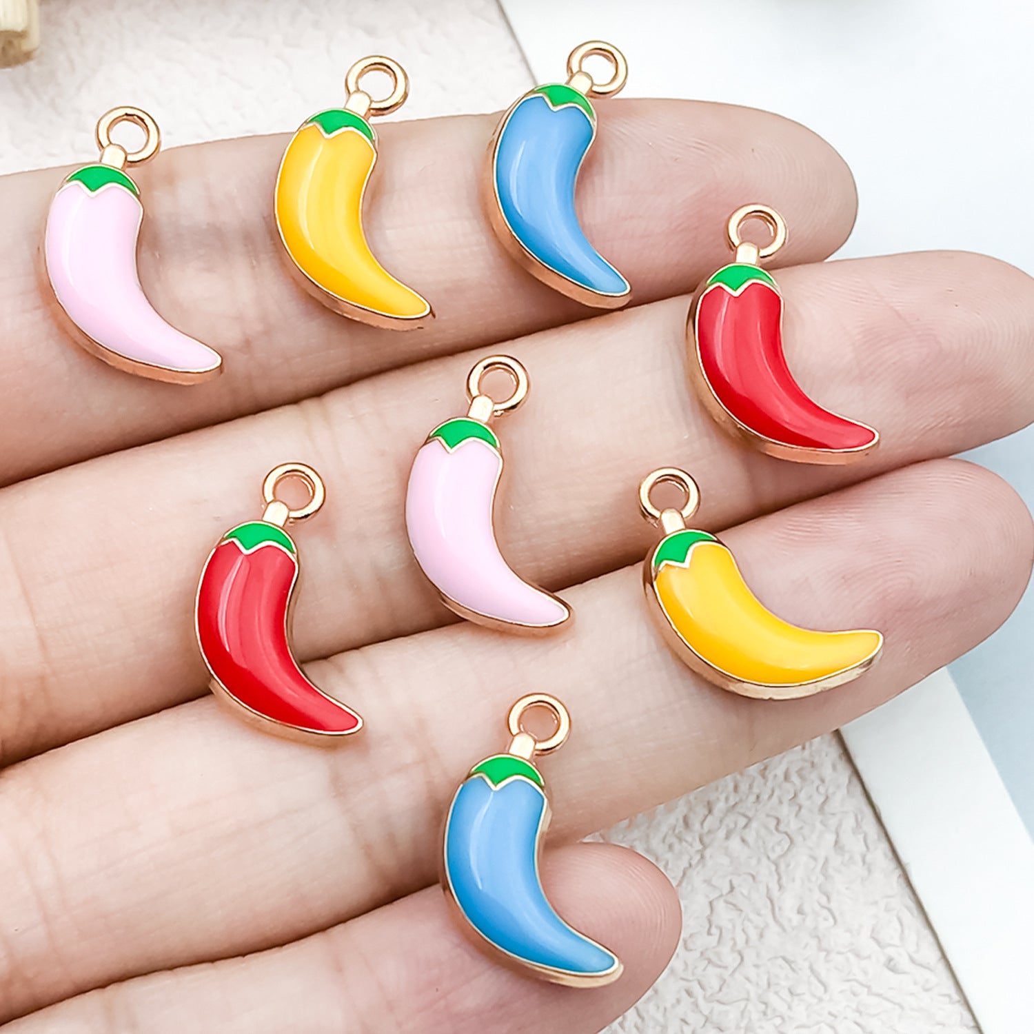 Enamel Zinc Alloy Chili Pepper Charm Pendant for DIY Earrings Necklace and Keychain Jewelry