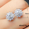 Silver Tone Floral Halo Clear Stone Cluster Stud Earrings view 4
