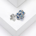 Crystal Rose Stem Brooch Blue or Pink Gold Silver Tone view 3