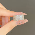 Extra-Wide Five-Row Pave Band Ring In Polished Silver Tone view 3