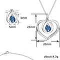 Silver Open Heart Pendant Necklace Blue Teardrop CZ view 5
