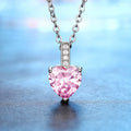 Silver Tone Heart Stone Pendant Necklaces In Three Colors view 3