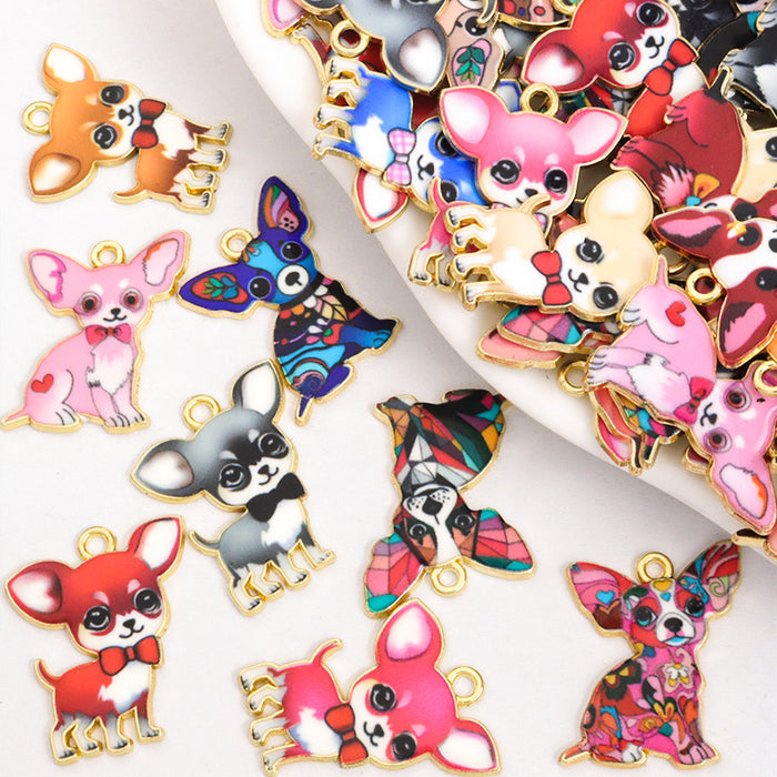 Printed Chihuahua Dog Enamel Charm Collection for Jewelry Making