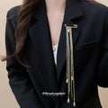 Safety Pin Multi-Chain Tassel Brooches Teardrop Ends Two Tones view 3