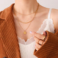 Triple Layer Gold Necklace Carpe Diem Coin Pendant Set view 4