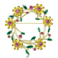 Floral Crystal Wreath Brooch in White and Yellow for Jackets and Scarves view 1