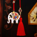 Jeweled Cross Vehicle Hanging Ornament with Red Cord and Long Tassel view 3