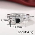Square Halo Two-Ring Set In Black Or Clear Center Stones view 4