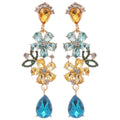 Colorful Crystal Floral Long Drop Earrings in Two Distinct Styles view 5