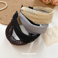 Wide Lattice Woven Mesh Headbands Coffee Light Blue view 4