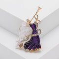 Flowing Dancing Woman Enamel Brooch in Blue and Purple view 3