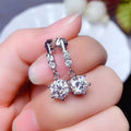 Silver-Tone Brass CZ Drop Earrings with a Three-Stone Post Bar view 1